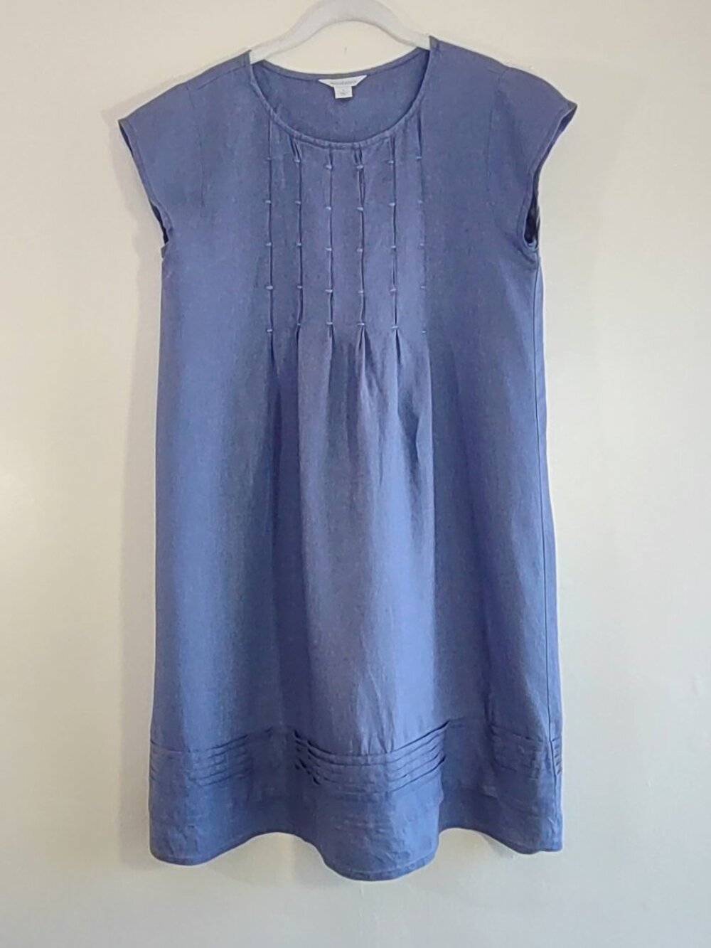 Sundance Viv 100% Linen Shift Dress Blue Sz Small Cap Sleeve Midi Boho - Picture 6 of 9